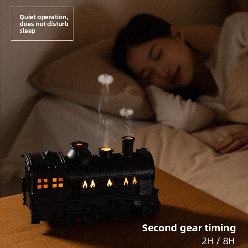 Retro Train Ultrasonic Humidifier with Aromatherapy and Flame Effect