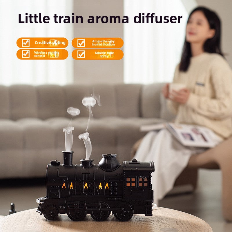 Retro Train Ultrasonic Humidifier with Aromatherapy and Flame Effect