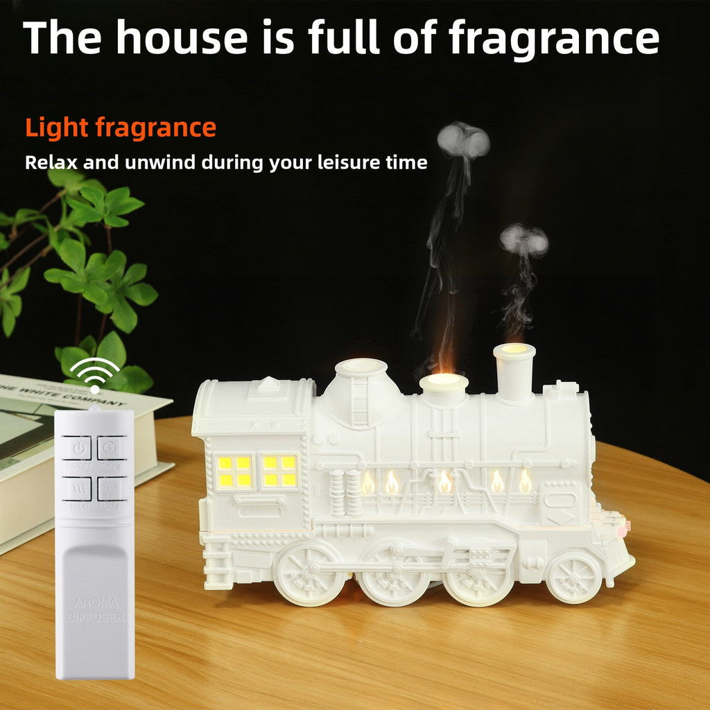 Retro Train Ultrasonic Humidifier with Aromatherapy and Flame Effect