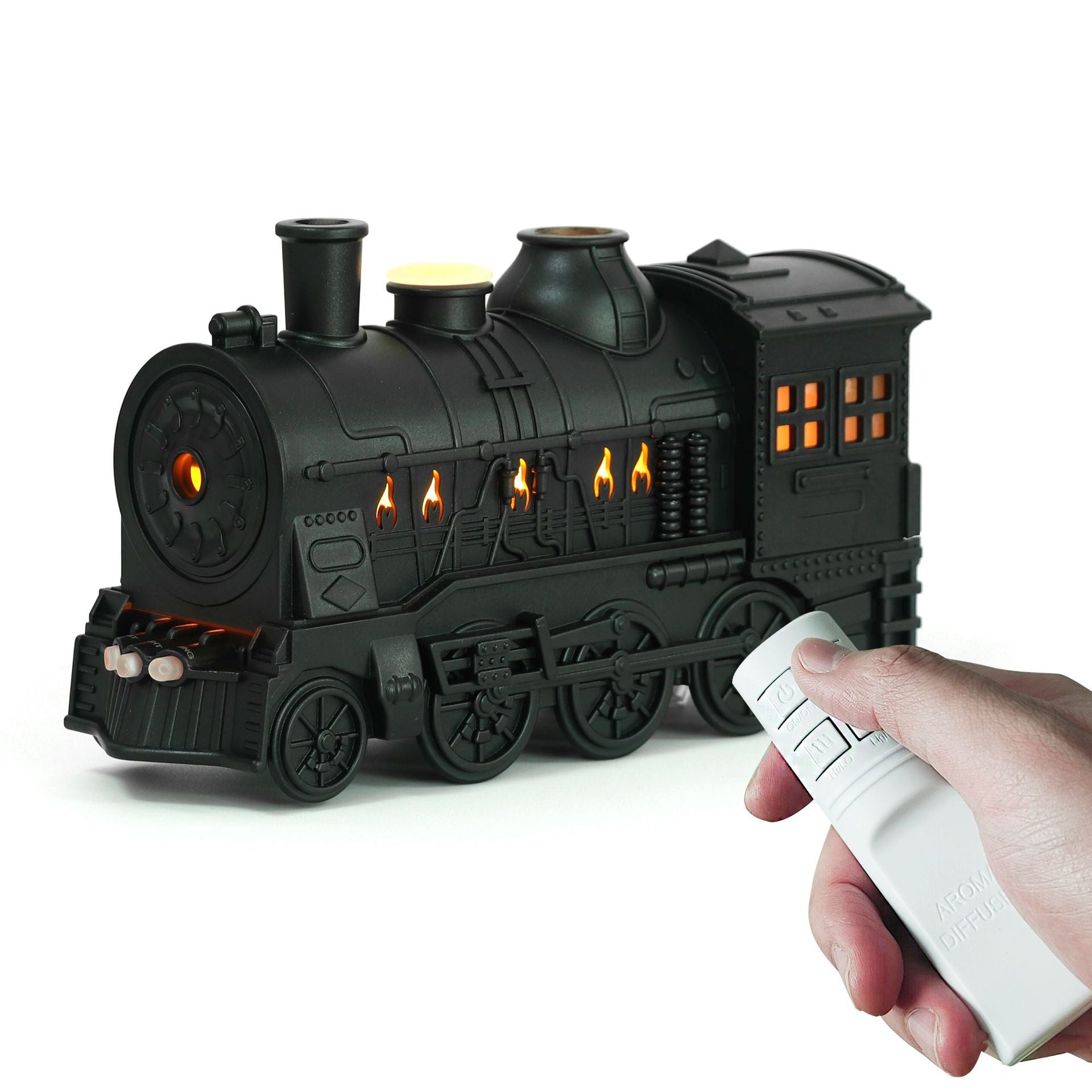Retro Train Ultrasonic Humidifier with Aromatherapy and Flame Effect