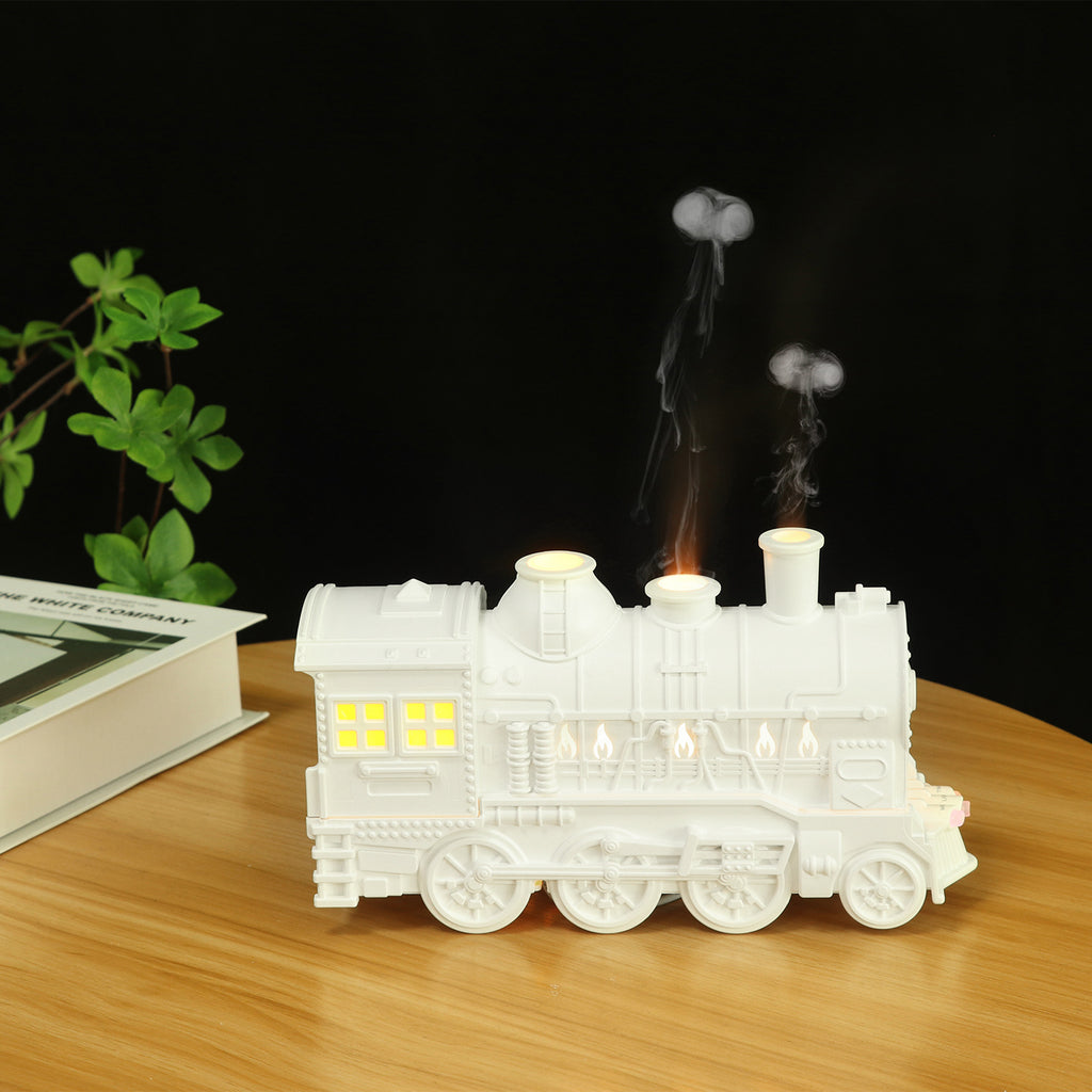 Retro Train Ultrasonic Humidifier with Aromatherapy and Flame Effect