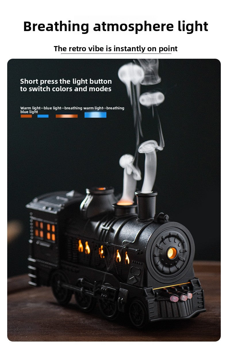 Retro Train Ultrasonic Humidifier with Aromatherapy and Flame Effect